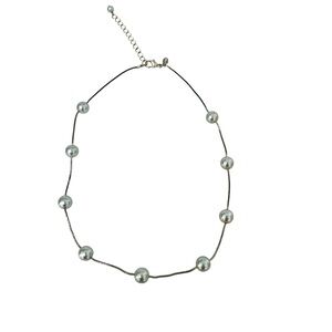 Monet Silver Costume Pearl Station Adjustable Choker Necklace Vintage